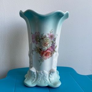 Vintage Old Foley James Kent rose vase England turquoise Rose Decor. 1950s